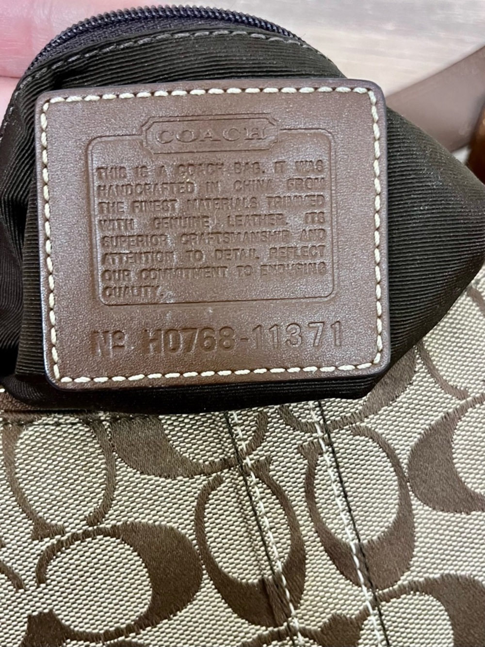 Coach Signature Hobo Bleecker Shoulder Bag Tan Brown Canvas Leather Trim - Picture 9 of 13